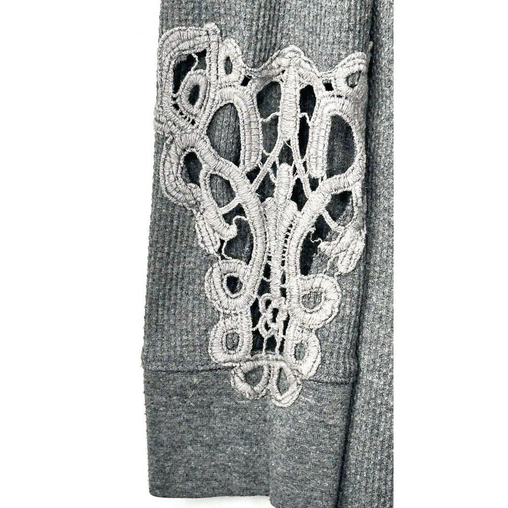 Love & Legend Womens Shirt Long Sleeve Waffle Embroidered Pullover Gray Size X - Picture 7 of 11